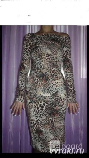 Платье новое blumarine италия м 46 леопард шерсть миди теплое бежевое  ...